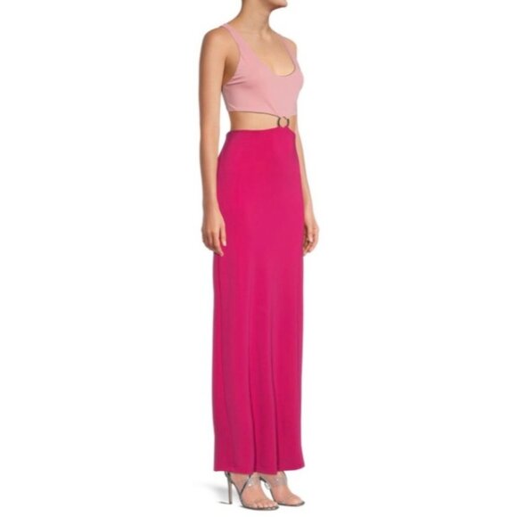 Alice + Olivia Arizona O-Ring Maxi Dress Pink Cutout Size 10 - Picture 5 of 16